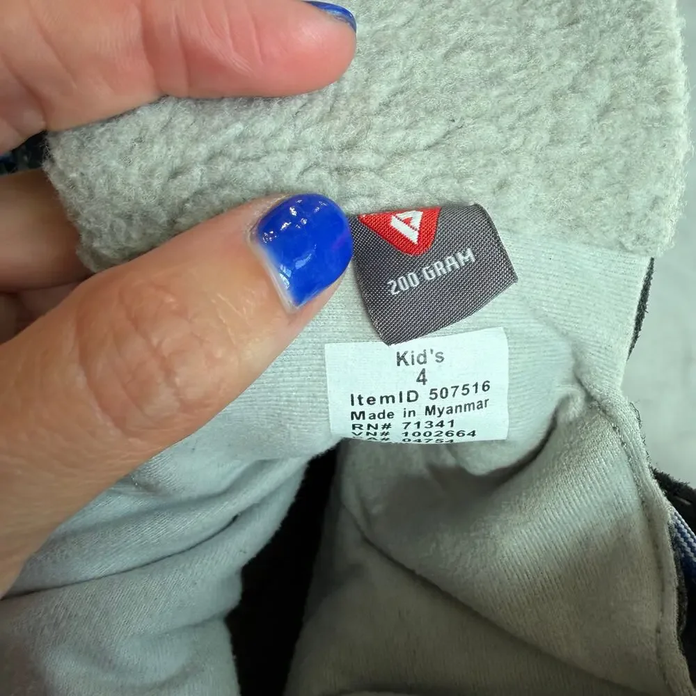 L.L.Bean Kids Snow Boots Blue Gray Insulated Winter Boots Size 4 200 Gram